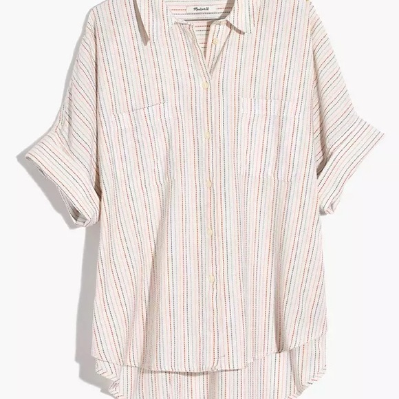 MADEWELL Courier Shirt in Stitched Rainbow Stripe - Picture 12 of 13